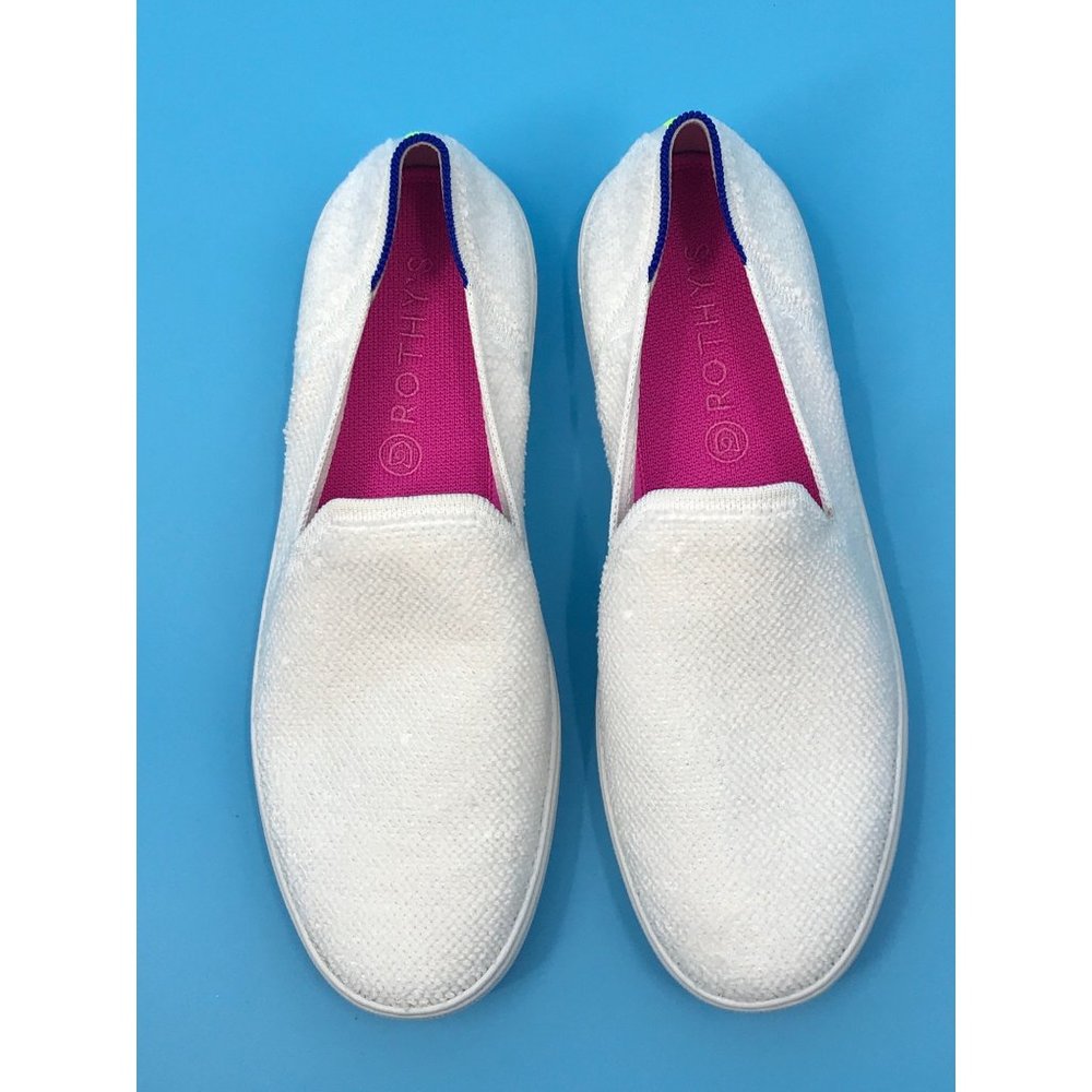 Rothy's White Slip-On Sneakers with Pink Insoles
